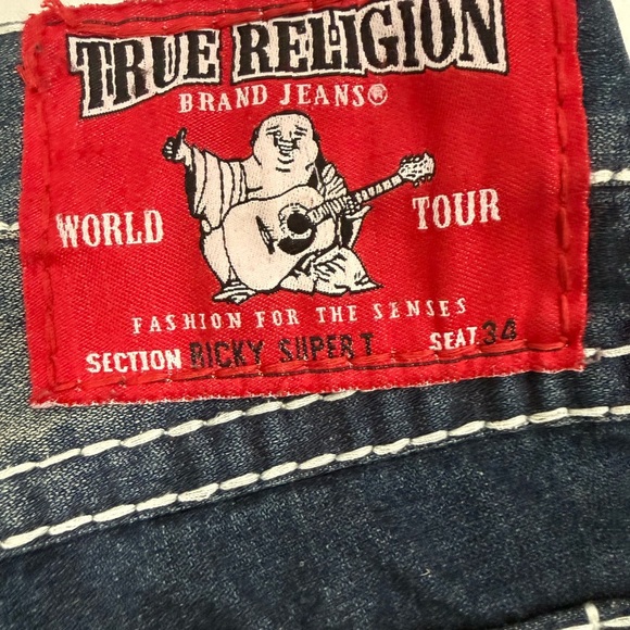 True Religion Dark Blue Distressed Jeans - Picture 4 of 12